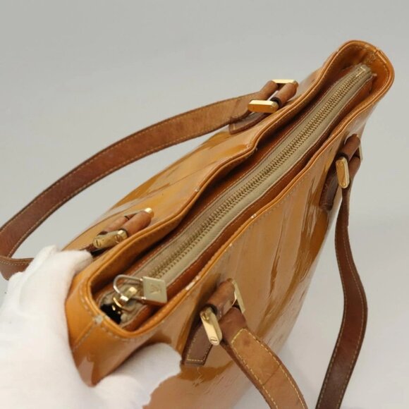 LOUIS VUITTON Monogram Vernis Houston Hand Bag Jaune M91121 LV Auth BA994 - Picture 7 of 16